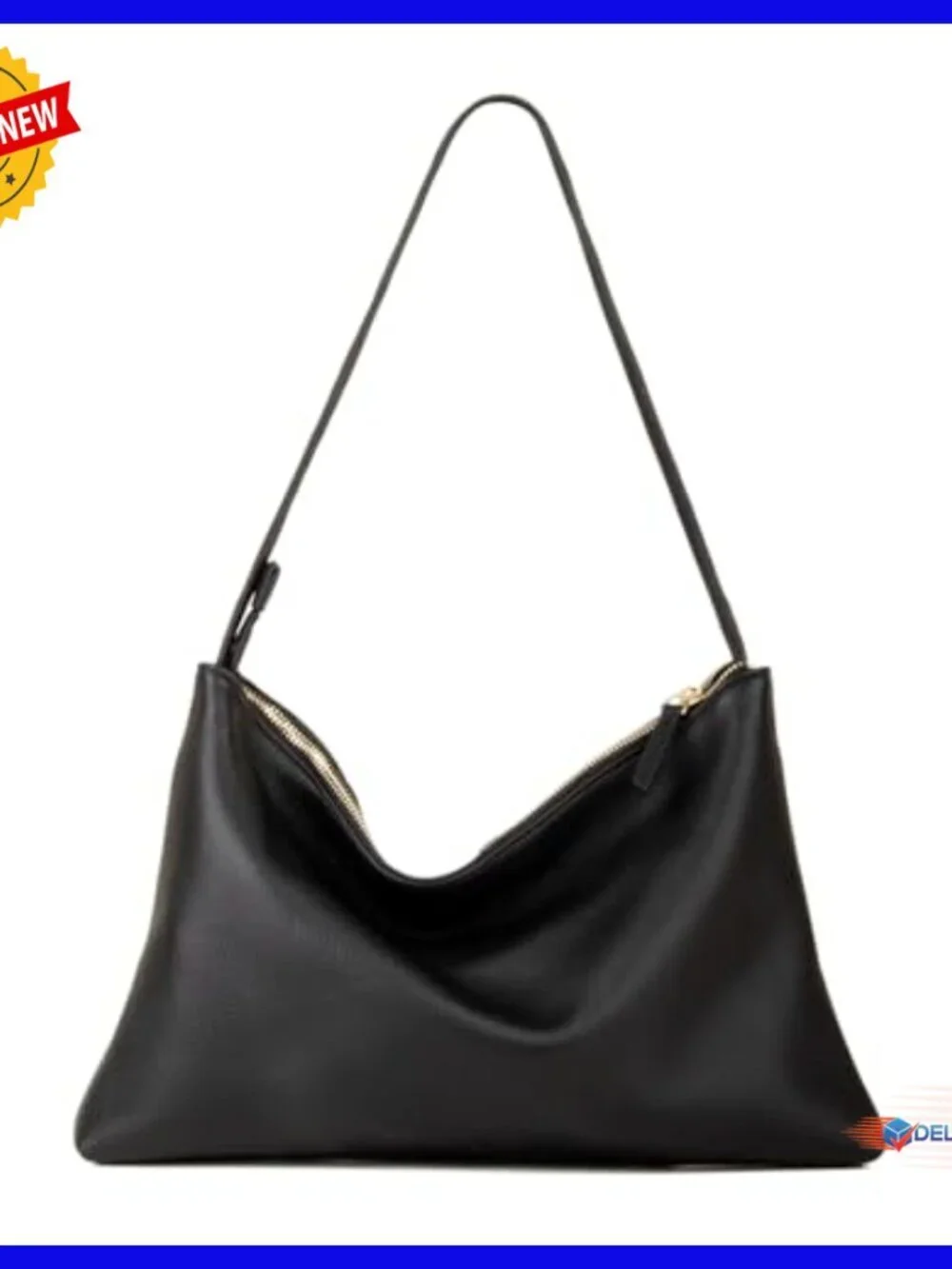 Full Grain Leather Hobo Crossbody Bag, Adjustable Strap, 3 Pockets, Minimalist